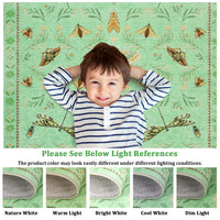 Garvee 6' x 9' Botanical Insect Area Rug, Washable Non-Slip Soft Low-Pile Moth, Butterfly & Dragonfly Rug for Living Room & Bedroom, Light Green