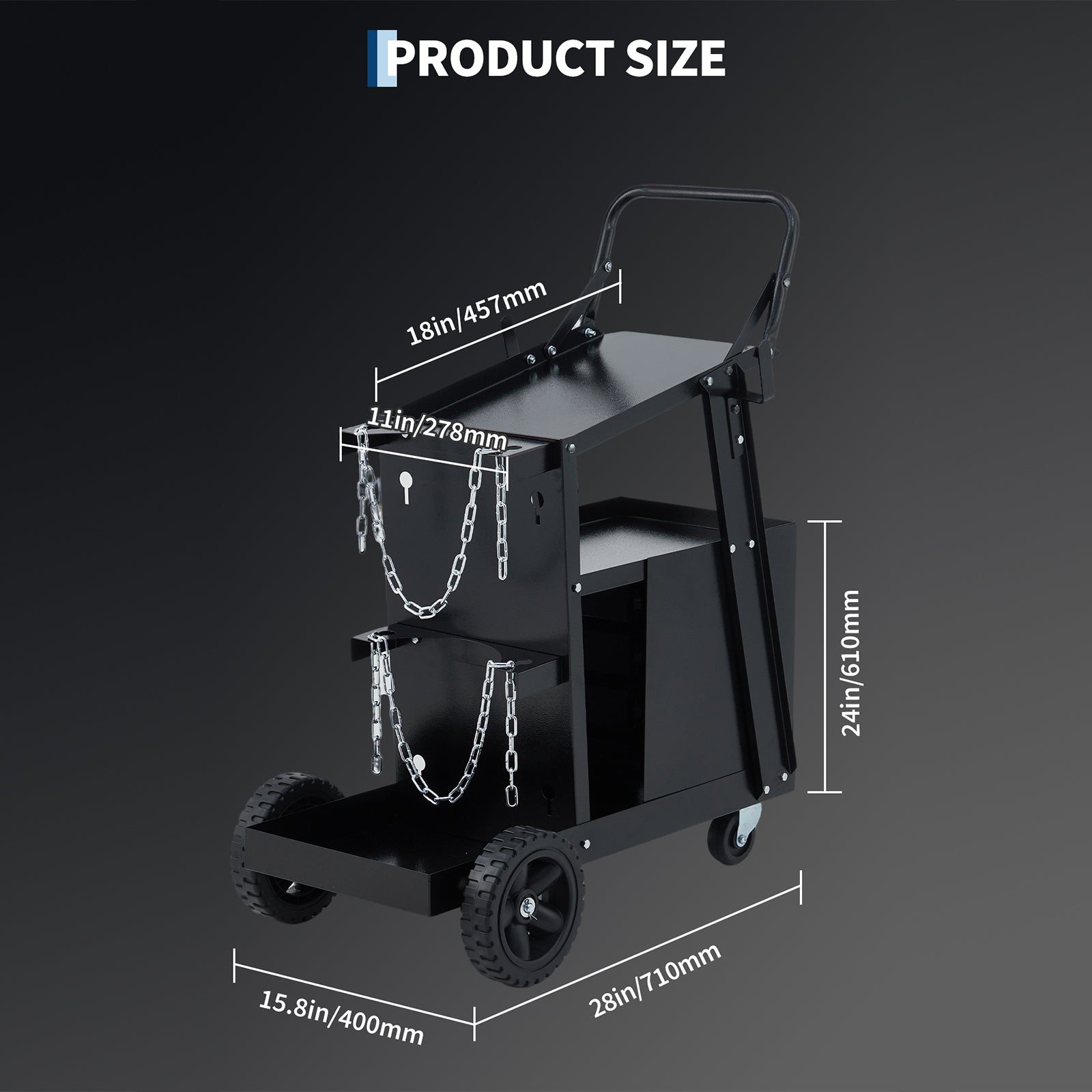 Garvee Welding Cart with 4 Drawers, 360 Swivel Wheels, Heavy Duty Hooks, Steel Frame, Gas Tank Storage, Home Workshop & Job Site Use