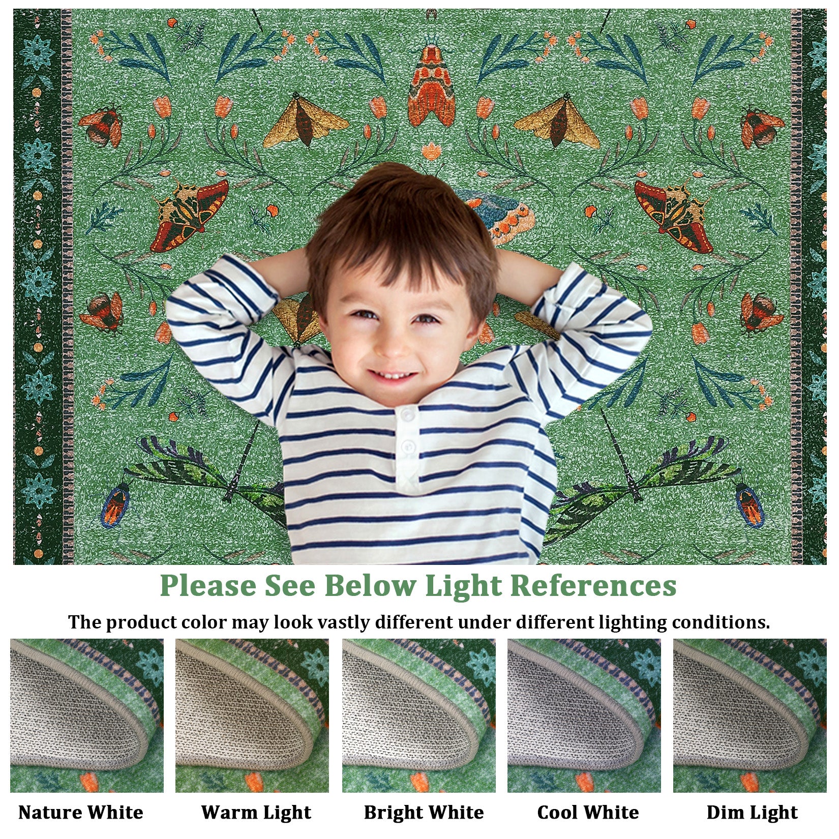 Garvee Insect Washable Soft Area Rugs for Living Room Bedroom Ultra-Thin Non Slip Dining Room Stain Resistant Rug Large Carpet for Office Nursery Bedroom