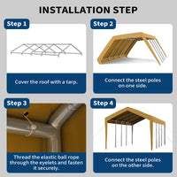 Garvee 10'x20' 200G Heavy-Duty Carport Replacement Cover - Waterproof & UV Protected Garage Tent Top Tarp (Top Cover Only, Frame Not Included), Yellow