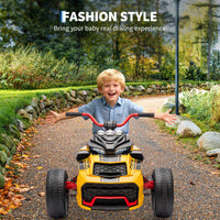 Garvee 12V Kids Ride on Toy for Kids, 2x55W Powerful Engine 7AH Battery, 3 - 7 km/H, 3 Wheelers Electric Vehicle, LED Lights, 2 Speeds, EVA Tire, Music, USB - Yellow