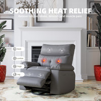 Garvee Power Recliner Chair, Rocking Recliner for Adults, Swivel Recliner with Massage, Upholstered Fabric Glider Recliner Nursery Chair, Single Sofa Seat with Side Pockets for Living Room, Grey