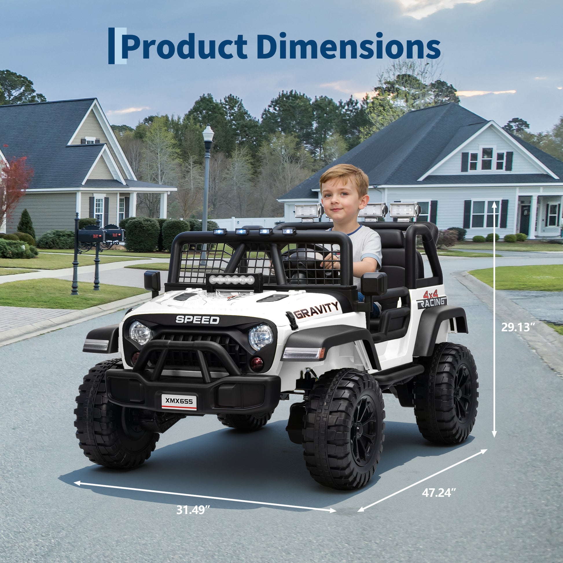 Garvee Ride - P Series: 2 Seater Ride On Car for Kids, 24V Electric Truck with Parent Remote Control, Spring Suspension, 2 Speeds, LED Headlight & Music Player, Kids Electric Vehicle for Aged 3-8 Years