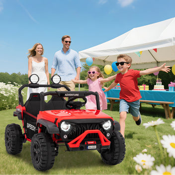 Garvee Ride P Series 24V Kids Toddler Ride On Truck 4WD 3 Speeds Large 7AH Battery Bluetooth MP3 Parent Safety Brake Red Outdoor Play - Red