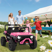 Garvee Ride P Series 24V Kids Toddler Ride On Truck 4WD 3 Speeds Large 7AH Battery EVA Tires Bluetooth MP3 Parent Safety Brake Red Outdoor Play - Pink
