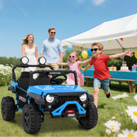 Garvee Ride P Series 24V Kids Toddler Ride On Truck 4WD 3 Speeds Large 7AH Battery EVA Tires Bluetooth MP3 Parent Safety Brake Red Outdoor Play - Blue