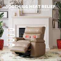 Garvee 27" Oversized Rocker Swivel Recliner Chair, Lazy Boy for Adults, with Vibrating Massage and Heating, 1.5x Sponge Filling, Side Pocket, and Cup Holder, for Living Room, Bedroom, and Nursery