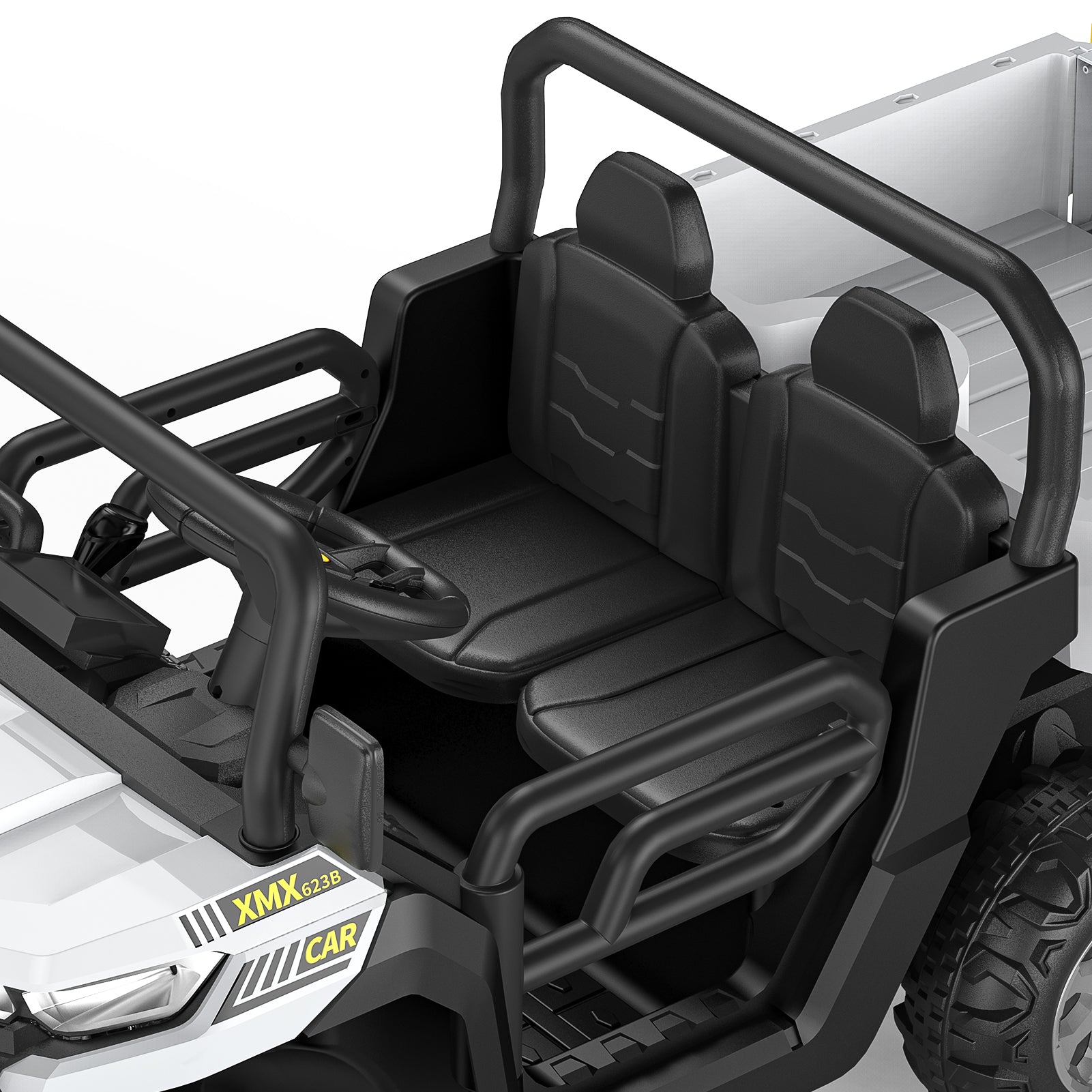 Garvee Ride - P Series: 2-Seater Ride on Car,6X6 24V Kids Ride On Dump Truck with Remote Control Electric Utility Vehicles UTV Battery Powered 6 Wheeler, for 3 years and up - White