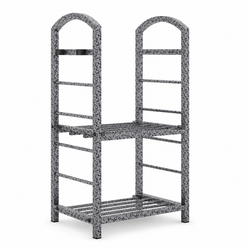 Garvee 30" 2-Tier Firewood Rack, 165 lb Wrought Iron Log Holder with 4 Tool Hooks for Fireplace, Patio & Deck, Sliver