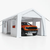 Garvee 13'x20' Heavy Duty Carport, Car Canopy with Removable Sidewalls & Doors, Extra Large Garage for Car, Truck, SUV, White - White