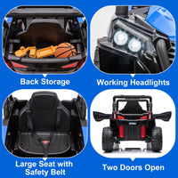 Garvee Ride - P Series: 12V Toy Electric Truck Utv with Large Wide Seat and Remote Control, Led Lights, Wireless Connection, Music, 2 Spring Suspension for 3-8 Boys & Girls