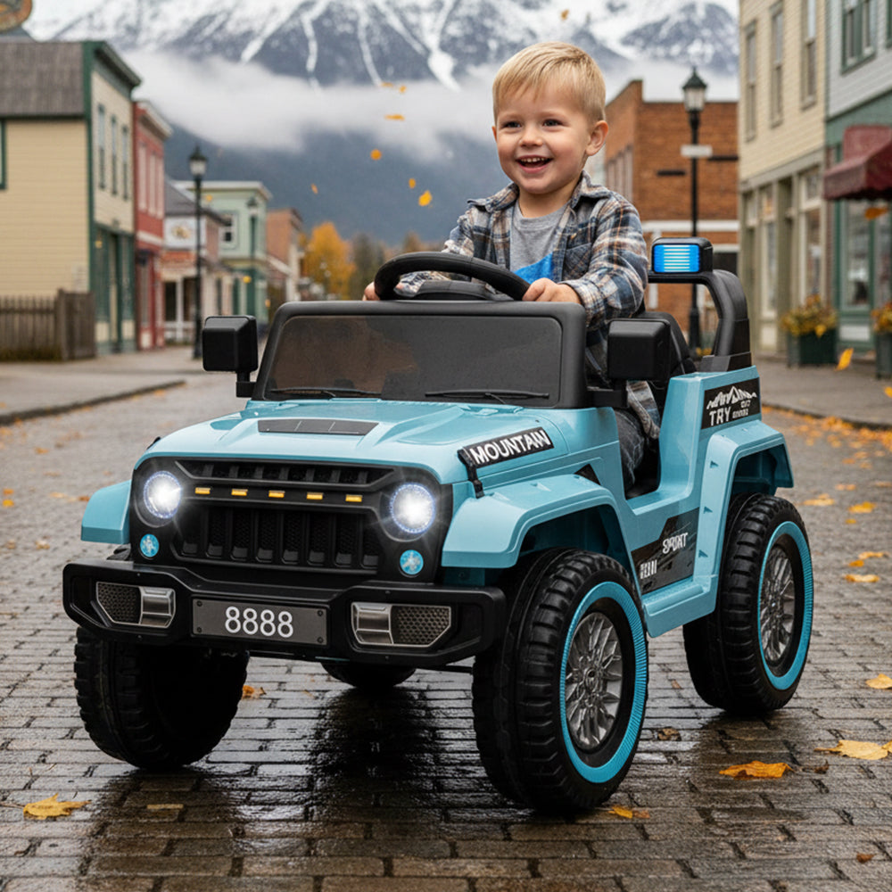 Garvee Ride - P Series: 12V Kids Ride-On Truck For Age 3+, Remote Control, LED, Music, 3 Speeds - Blue