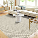 Garvee Large Washable Rug 8x10 Rug Netural Braided Print Rug Low Pile Rug Modern Rug Stain-Resisitant Carpet Non-Slip Accent Rug for Living Room Bedroom Dining Room Nursery Dorm Office,Beige - Beige