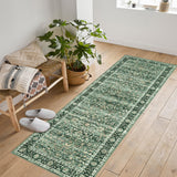 Garvee Vintage Style Area Rugs Non-Slip Reversible Machine Washable Rug For Living Room Bedroom 2x6ft Green - Green