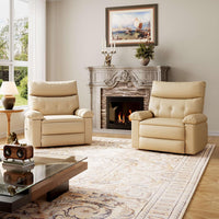 Garvee Oversized Wide Massage Recliner Chair, PU Leather Large Manual Recliner for Adults, Ultimate Comfort Lazy Boy with 1.5X Sponge Filling and Easy Recline Mechanism for Relaxation, Beige