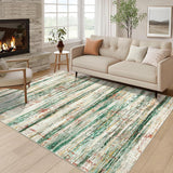 Garvee Washable Rugs 8x10 Abstract Soft Low Pile Rug With Non-Slip Backing For Bedroom Living Room Green Multi - Green/Multi