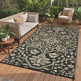 Garvee Outdoor Rug 8x10 Reversible Portable Plastic Straw Camping Rug for Patio Deck Porch Balcony Black Coffee Waterproof Durable - Black/Coffee