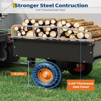 Garvee Heavy Duty ATV Trailer Steel Dump Cart 750 LBS Load 15 Cu Ft Volume Reinforced Steel Removable Sides 16" Air Tires Garden Utility
