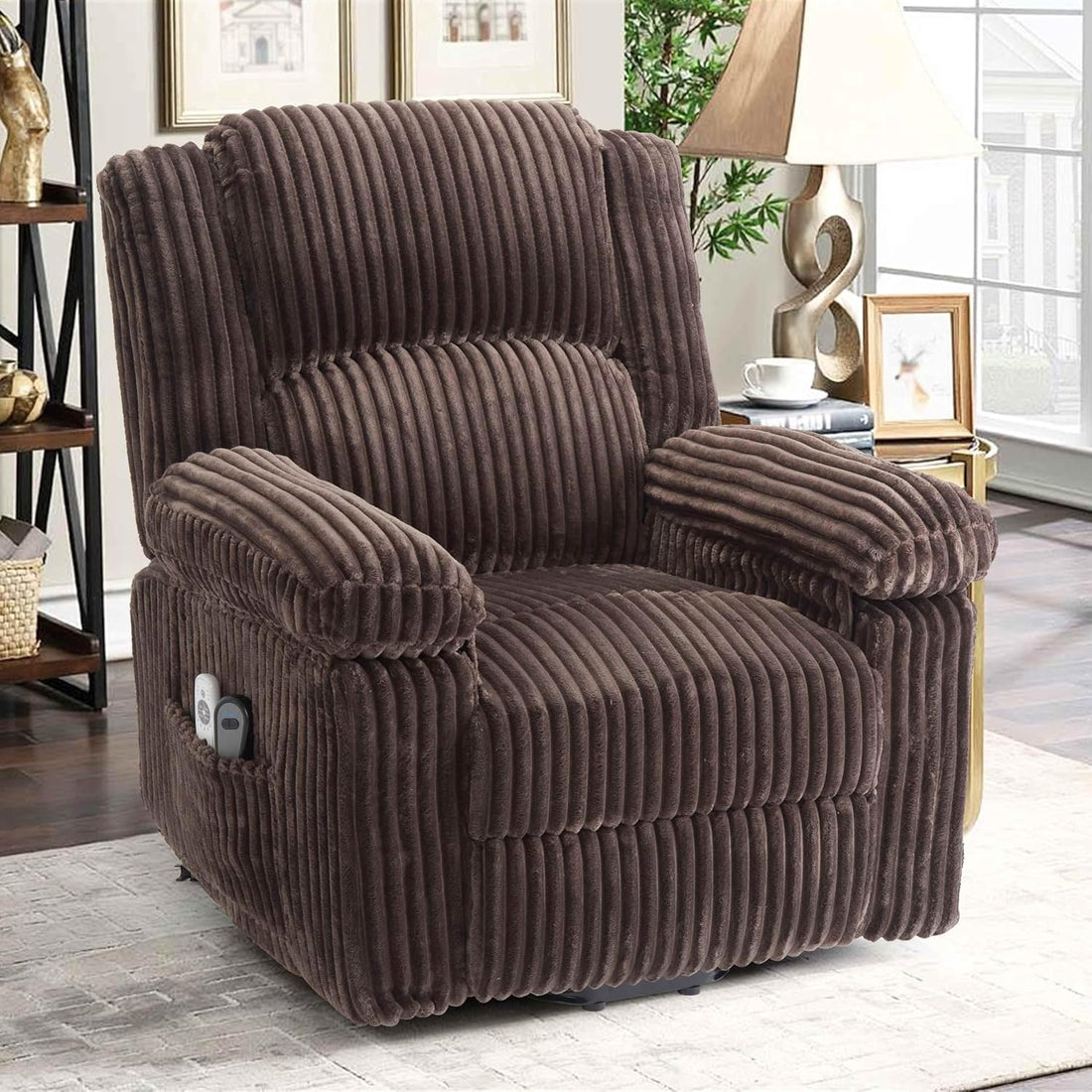 Garvee Power Lift Recliner Chair - Heat and Massage, Electric Lift Plush Recliner with Soft Padded Seat, Back Support & Armrests , Designed for the Elderly and People with Mobility Impaired, Brown
