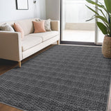Garvee Modern Rug 9x12 Large Washable Rug Solid Woven Printed Rug Soft Indoor Living Room Rug Contemporary Non Slip Non-Shedding Carpet Low Pile Foldable Throw Rugs for Bedroom Dorm Home Office Black - Black
