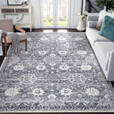 Garvee Washable Rugs Distressed Vintage Area Rug for Living Room Boho Rug for Bedroom Oriental Office Rug Low Pile Neutral Soft Nursery Rug Non Slip Farmhouse Floor Cover Dark Grey 5'x7' - Dark Gray