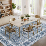 Garvee Vintage Style Area Rugs - Non-Slip Reversible Machine Washable Rug for Living Room Bedroom Blue 10x13ft - Blue