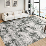 Garvee Large Area Rugs for Living Room, 6x9 Modern Abstract Washable Bedroom Rug Non-Slip Low Pile Area Rug Throw Carpet for Dining Room Home (Grey, 6'x9') - Gray