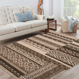Garvee 5x7 Area Rug Distressed Vintage Rug, Machine Washable Rug Non-Slip Stain Resistant Rug for Dining Room Bedroom, Tribal Farmhouse Neutral Rug Geometric Rug, Brown - Brown