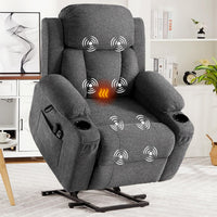 Garvee Large Power Lift Recliner Chair with Heat and Massage, 2 Cup Holders & Side Pocket, USB Port, Electric Lift Recliner for Elderly & Mobility Impaired, Chenille Gray