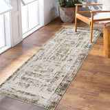 Garvee Runner Area Rug 2x6 Abstract Distressed Brown Multi Print Non-Slip Washable Rug Bedroom Thin Rug Colorful Overdyed Mat Kitchen Rug Contemporary Carpet Living Room Area Rug - Khaki