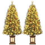 Garvee 4.5ft Artificial Christmas Tree, Pre-Decorated Christmas Tree with 108 Lights, Realistic Pine Needles, Hinged Branches and Lighting Vintage Potted Base for Home, Office, Party Decoration - Transparent-2 Pack