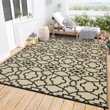 Garvee Outdoor Brown & Black 9x18 Reversible Extra Large Rug, Plastic Tube-Woven Stain Resistant Non-Shedding Carpet for Poolside, High Traffic Areas - Brown & Black