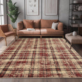 Garvee Plaid Red 10x13 Large Area Rug Machine Washable Rug Modern Print Decorative Plaid Non Slip Low Pile Plaid Rug Indoor Carpet for Living Room Bedroom Office - Red