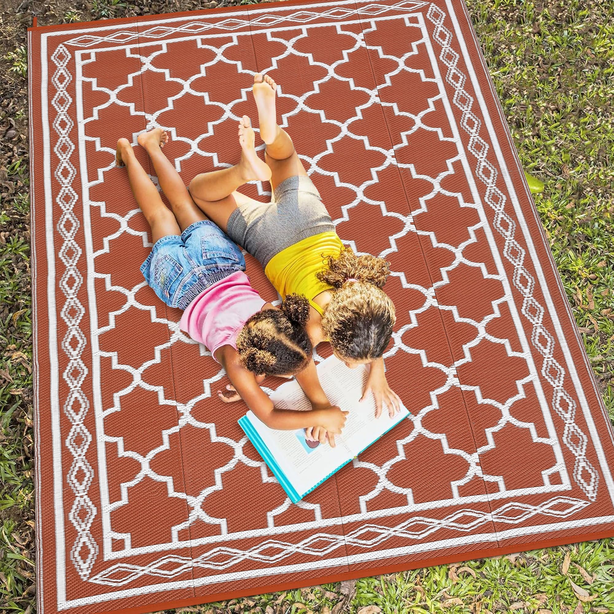GARVEE Large Outdoor Rugs 9x18 Waterproof Reversible Plastic Straw
