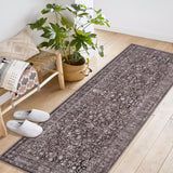 Garvee Vintage Floral Boho Area Rug for Living Room Bedroom Dining Room, Large Washable, Non Slip, Low Pile, 2x6 Ft Brown - Brown
