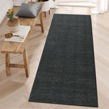 Garvee Rug Runners for Hallways Non Slip, Machine Washable Area Rugs 2x6 Modern Abstract Carpet Low Pile Stain Resistant Solid Mats for Living Room Bathroom Entryway ‎Laundry Room Kitchen, Black - Black
