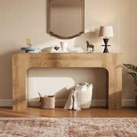 Garvee 63" Farmhouse Console Table Slim Wood Sofa Side Table Narrow Rustic Foyer Furniture for Living Rooms Hallways Apartments, Deep Oak