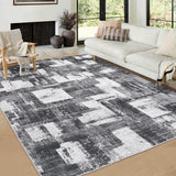 Garvee Area Rug 8x10 Washable Rugs for Living Room Modern Ombre Bedroom Rugs Abstract Office Rug Non Slip Neutral Soft Nursery Rug Low Pile Farmhouse Floor Cover Black Grey - Black