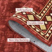 Garvee Bordered Red 4x6 Machine Washable Area Rug for Living Room Modern Bordered Area Rug, Non-Slip Stain Resistant Accent Rug Indoor Minimalist Border Floor Cover Carpet for Bedroom