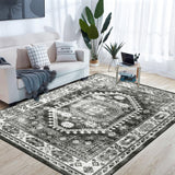 Garvee Washable Rugs 8x10 for Living Room Large Rugs Farmhouse Vintage Rugs Boho Washable Vintage Area Rug for Bedroom Dinning Room Office Non-Shedding Rug Home Decor,8x10 - Black Gray