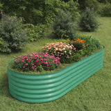 Garvee 10' x 4' x 1.5'Oval Raised Garden Bed, 0.6mm Galvanized Steel Planter with Open Bottom, Weatherproof Outdoor Kit, Green - Green