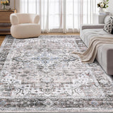 Garvee 8x10 Area Rugs for Living Room, Brown Vintage Distressed Washable Non-Slip Bedroom Rug, Ultra-Thin Soft Large Area Rug for Bedroom Dining Room (Brown, 8'x10') - Brown & Khaki