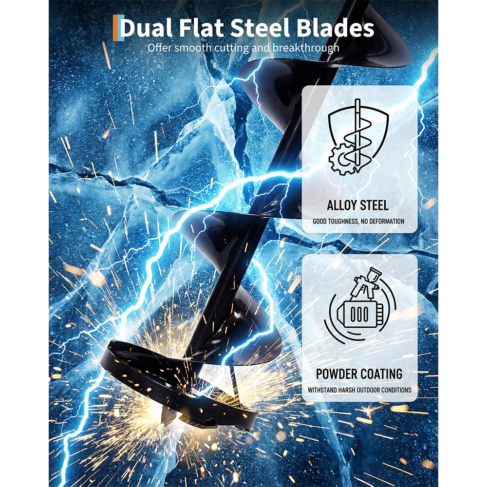 Garvee 2-in-1 Gas Powered 52CC 2-Stroke Ice Auger & Earth Auger Kit with 10" Ice Drill and 5.9" Ground Drill Bit for Ice Fishing and Post Hole Digging, EPA Certified