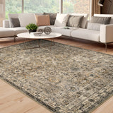Garvee Washable 10x13 Area Rugs Beige Vintage Floral Non-Slip Foldable Carpet for Living Room Dining Room Bedroom Office - Beige