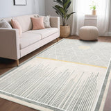 Garvee Modern Geometric Soft Area Rug, 8x10 Washable Thin Foldable Low Pile Carpet, Beige for Bedroom Living Room Dining Room - Beige