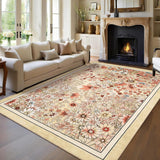 Garvee Washable 9x12 Area Rugs Non Slip Boho Floral Vintage Low Pile Large Rug Yellow for Living Room Bedroom Farmhouse Dining Kids Playroom - Yellow