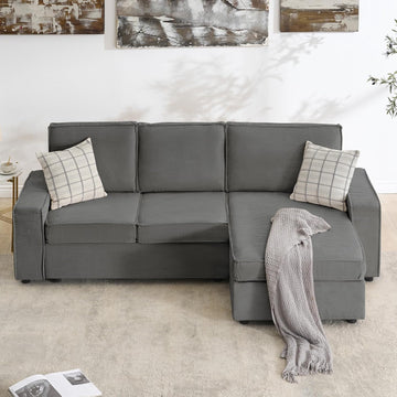 Garvee 95" Modern Kids L-Shaped Modular Sectional Sofa Deep Seated Comfy Cloud Couch with Chaise, Gray