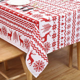 Garvee Rectangle Christmas Tablecloth, Xmas Tree and Deer Design Table Cloth Waterproof Holiday Decorative Boho Table Cover for Outdoor, Indoor Party Kitchen Dining Room, 52 x 70 Inch, White - White