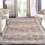 Garvee Oriental Vintage 9x12 Rugs for Living Room Large Rug Non-Slip Soft Bedroom Rugs Low Pile Non-Shedding Floor Cover Faux Wool Farmhouse Rug for Dining Room Playroom Office - Brick Red
