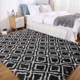 Garvee Black 8x10 Rug for Living Room Rug Shaggy Rug Kids Rug Plush Rug Geometic Carpet Rug for Bedroom Fluffy Rug Bedside Rug Soft Shag Rug Non Skid Rug Modern Large Area Rug Nursery Rug - Black